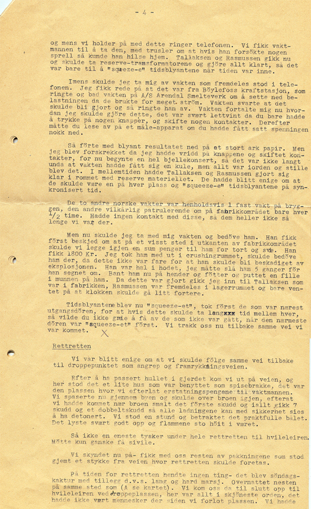 Rapport fra sabotasjeaksjonen 1943 av A. Tønnes, side 4